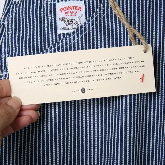VINTAGE DEADSTOCK Pointer Brand Hickory Striped Carpenter Jeans Size 46x30